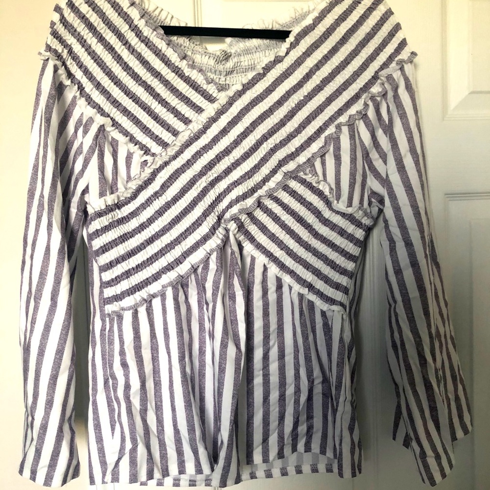 Beautiful off the shoulder striped blouse